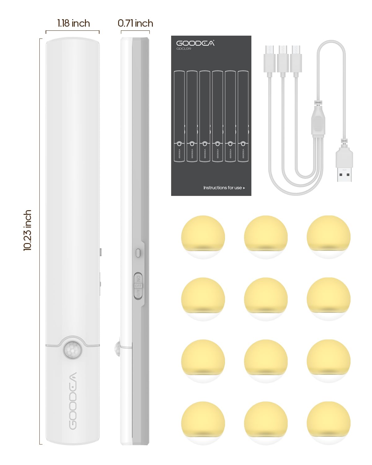 6 Pack LED Motion Sensor Under Cabinet Lights
