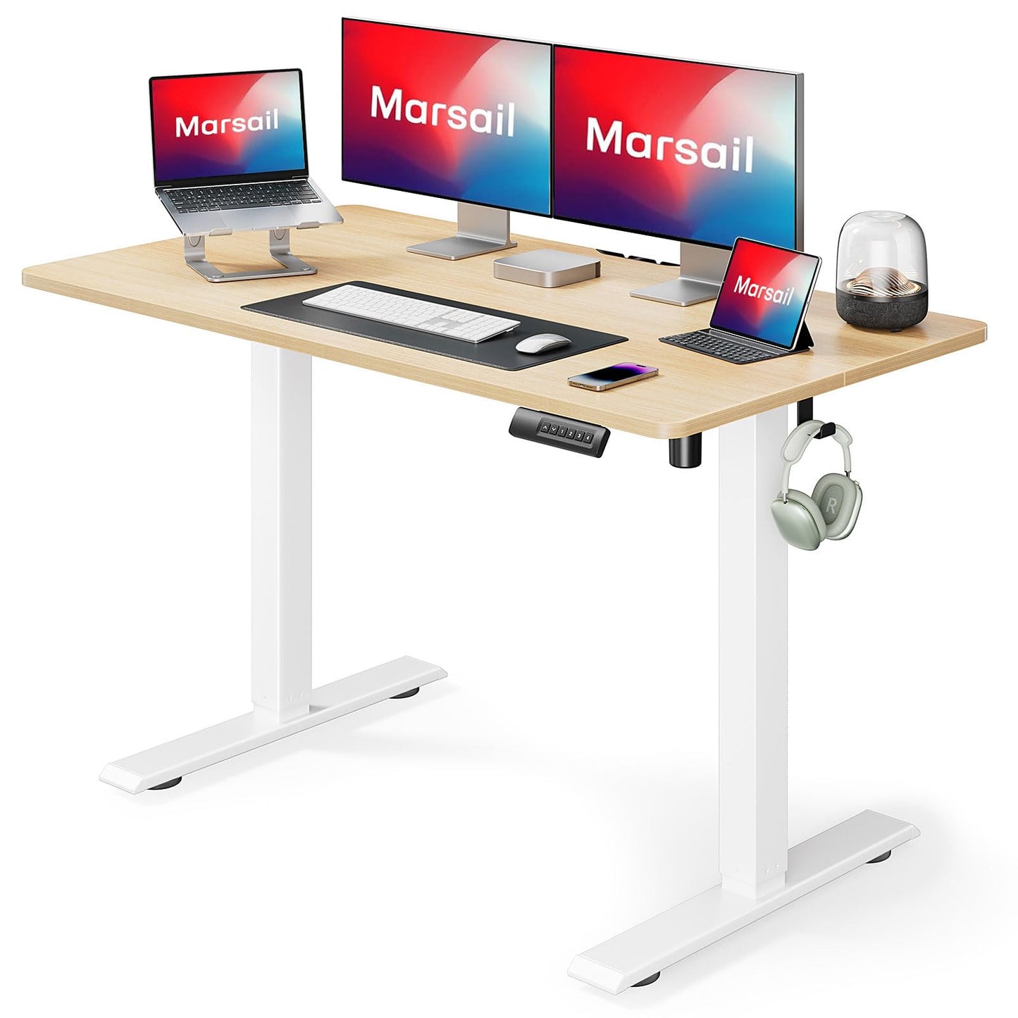 Marsail Electric Standing Desk with LED Lighting