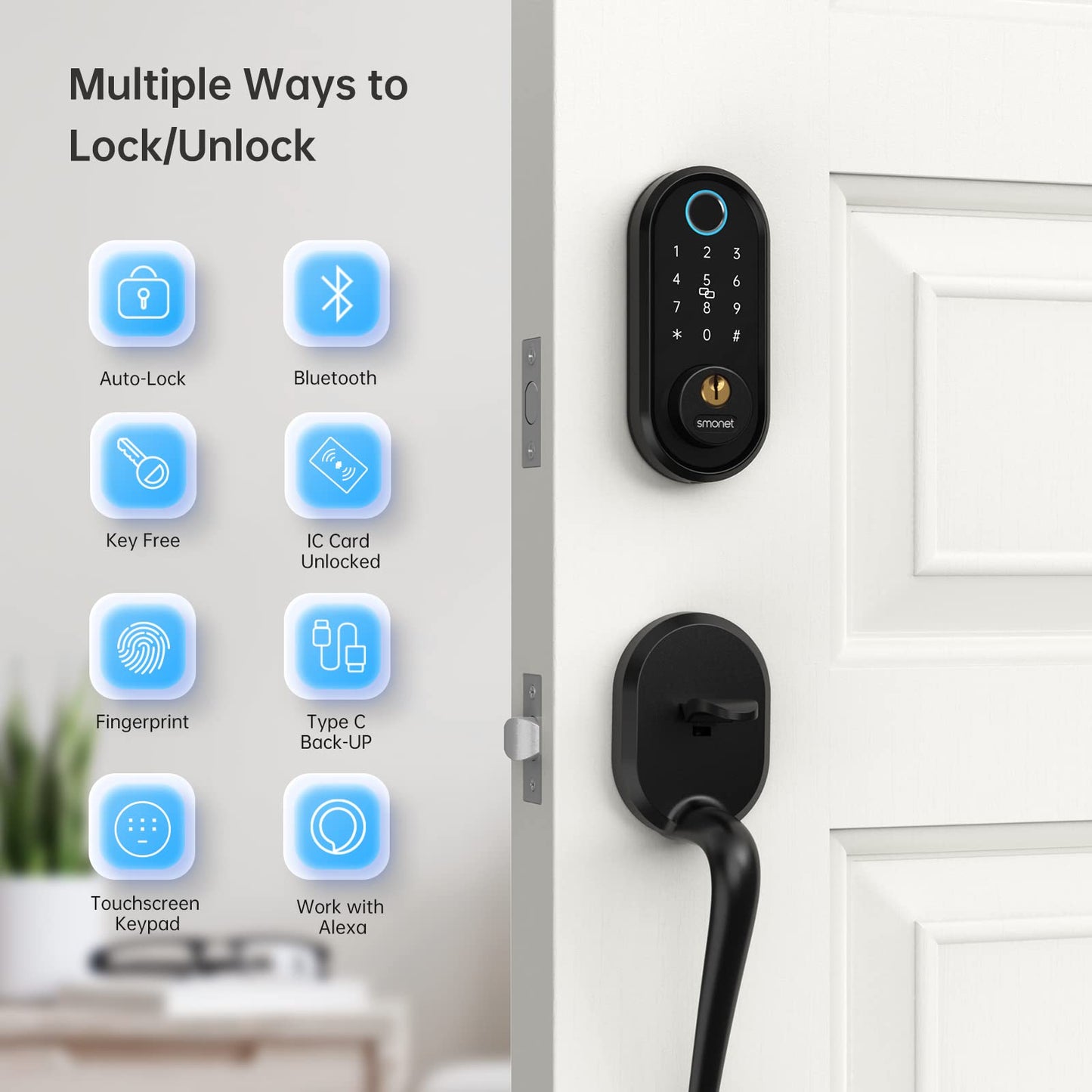 SMONET Smart Lock with Fingerprint & App Control