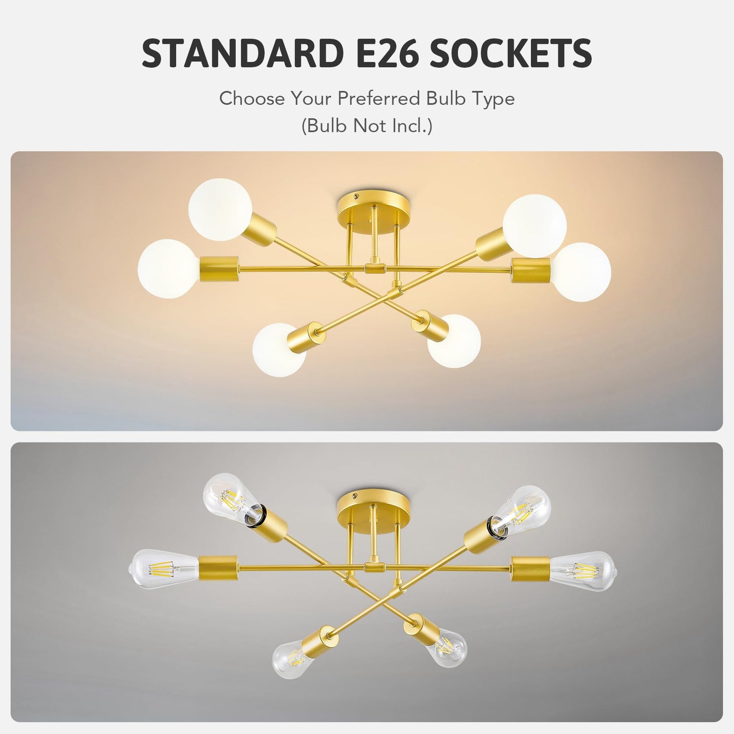 6-Light VONLUCE Flush Mount Ceiling Light Fixture