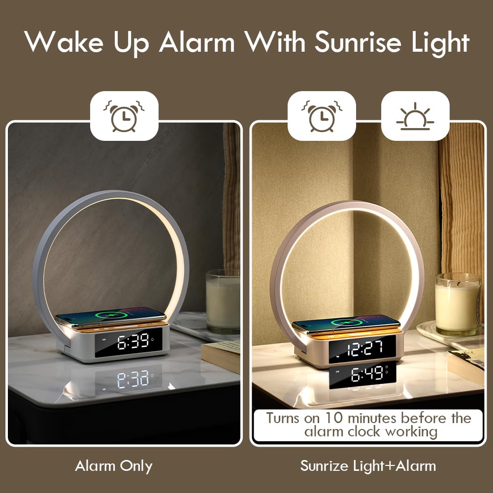 WILIT Bedside Lamp with Wireless Charger and Clock