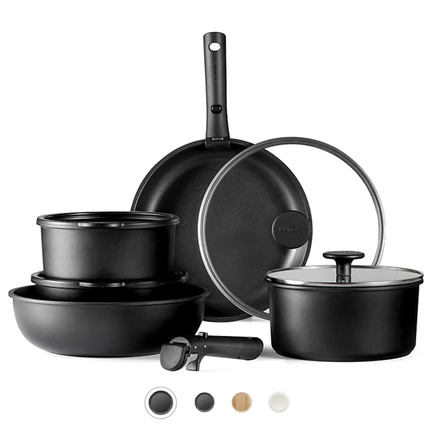 CAROTE 11-Piece Nonstick Cookware Set with Detachable Handles
