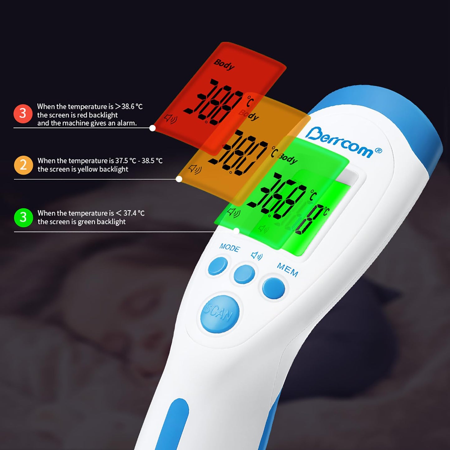 Berrcom Non-Contact Infrared Forehead Thermometer