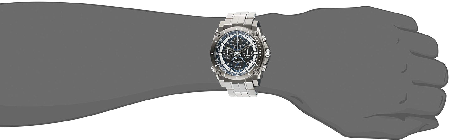 Bulova Men's 8-Hand Chronograph Watch with Blue Accents