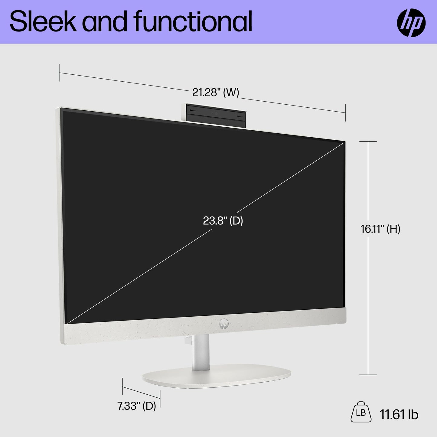 HP 23.8 inch All-in-One Desktop PC, FHD Display, AMD Athlon Silver 7120U, 8 GB RAM, 256 GB SSD, AMD Radeon Graphics, Windows 11 Home, 24-cr0010 (2023)