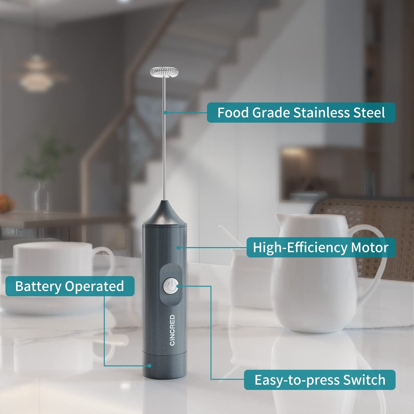 Cincred Electric Milk Frother for Coffee Drinks