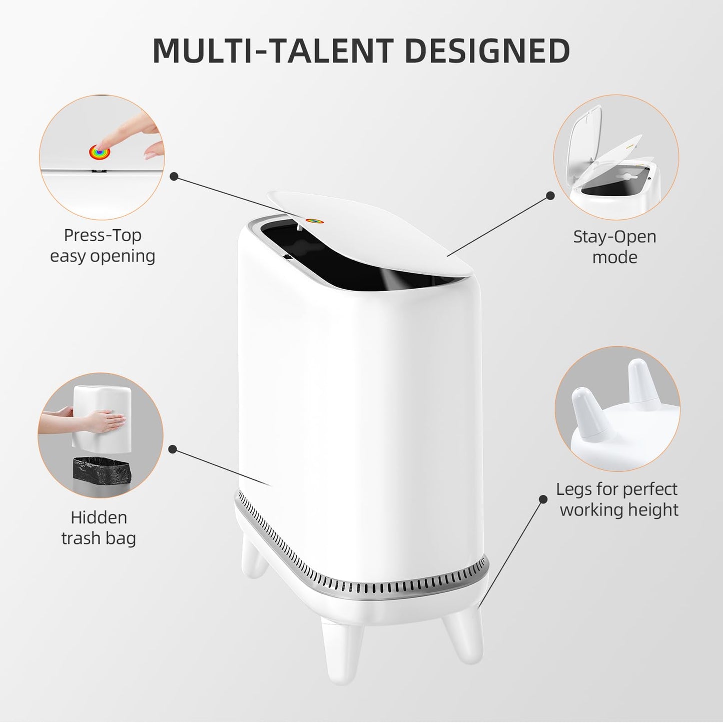 3.2 Gallon Bathroom Trash Can with Lid