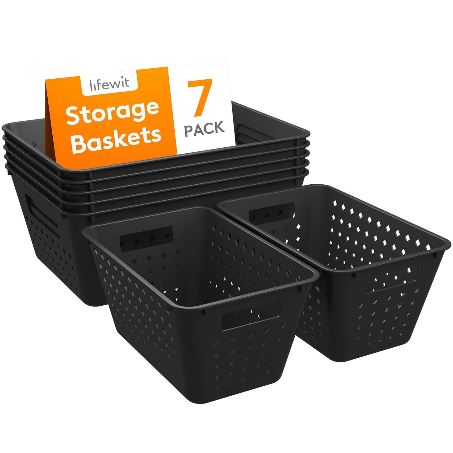 Lifewit 7-Pack Stackable Storage Bins, Black