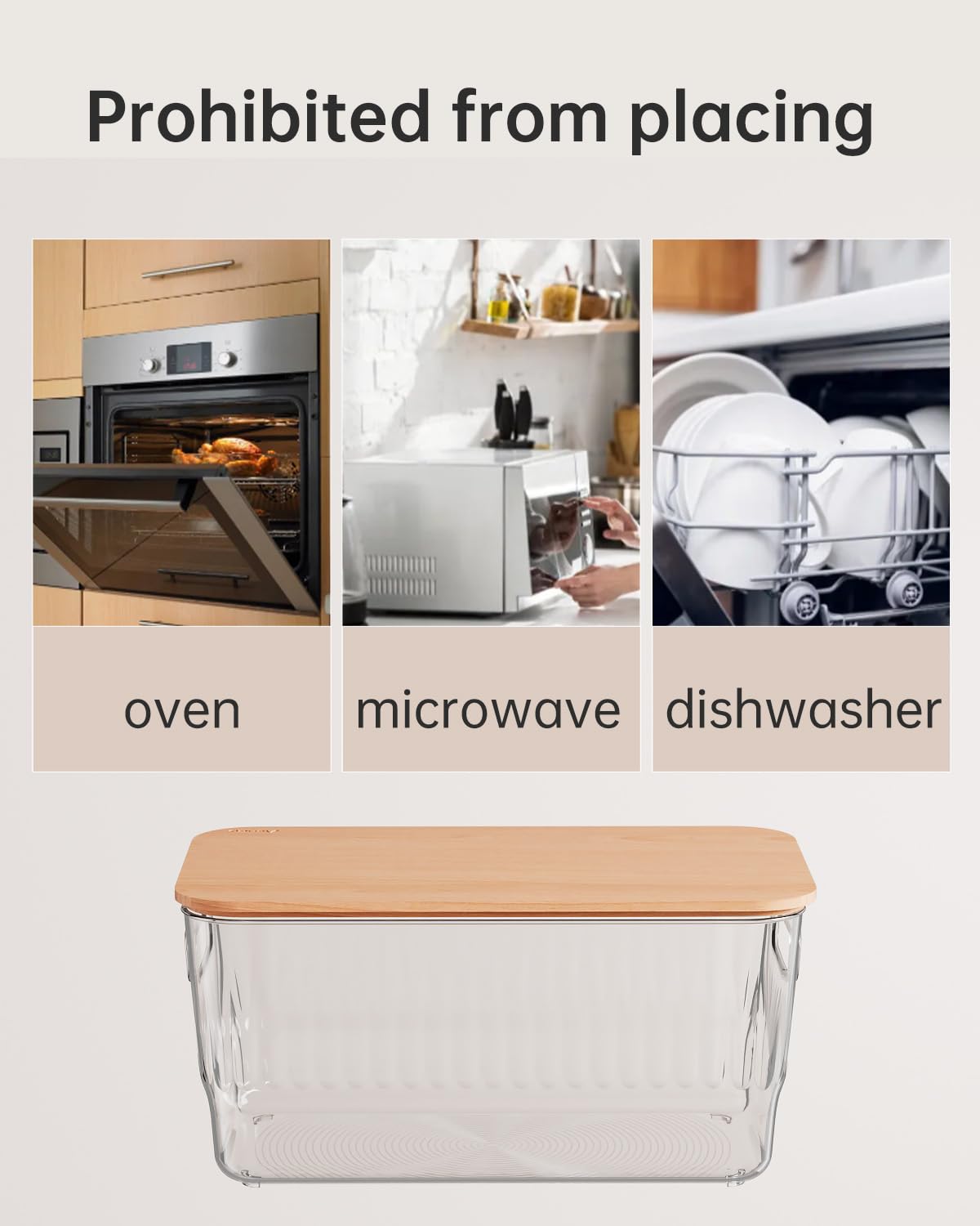 5 Pack PET Storage Bins with Bamboo Cutting Board