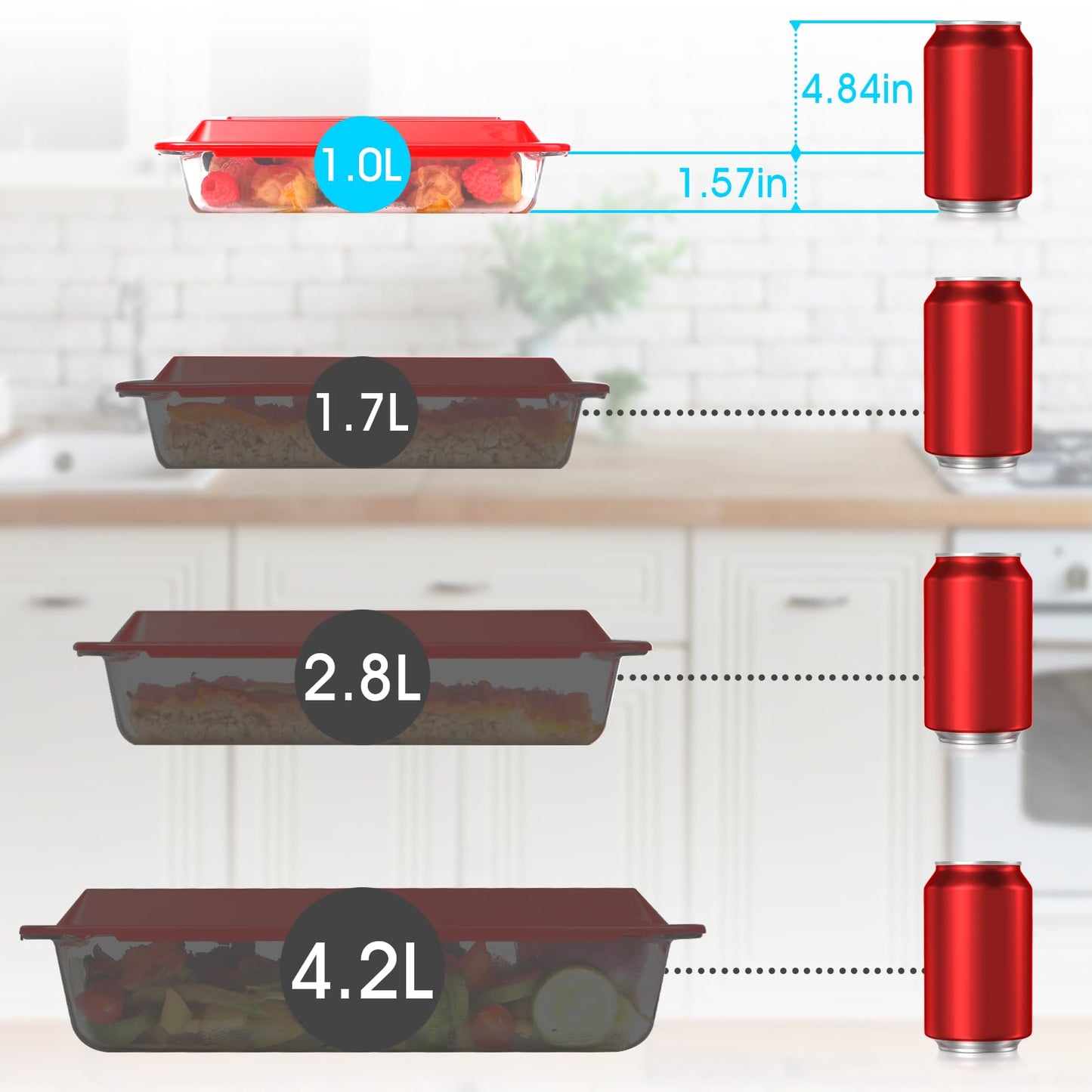 1.1 QT Glass Baking Dish With Lid for Oven, Glass Pan for Cooking Rectangular Bakeware Set, Glass Casserole Dish Set