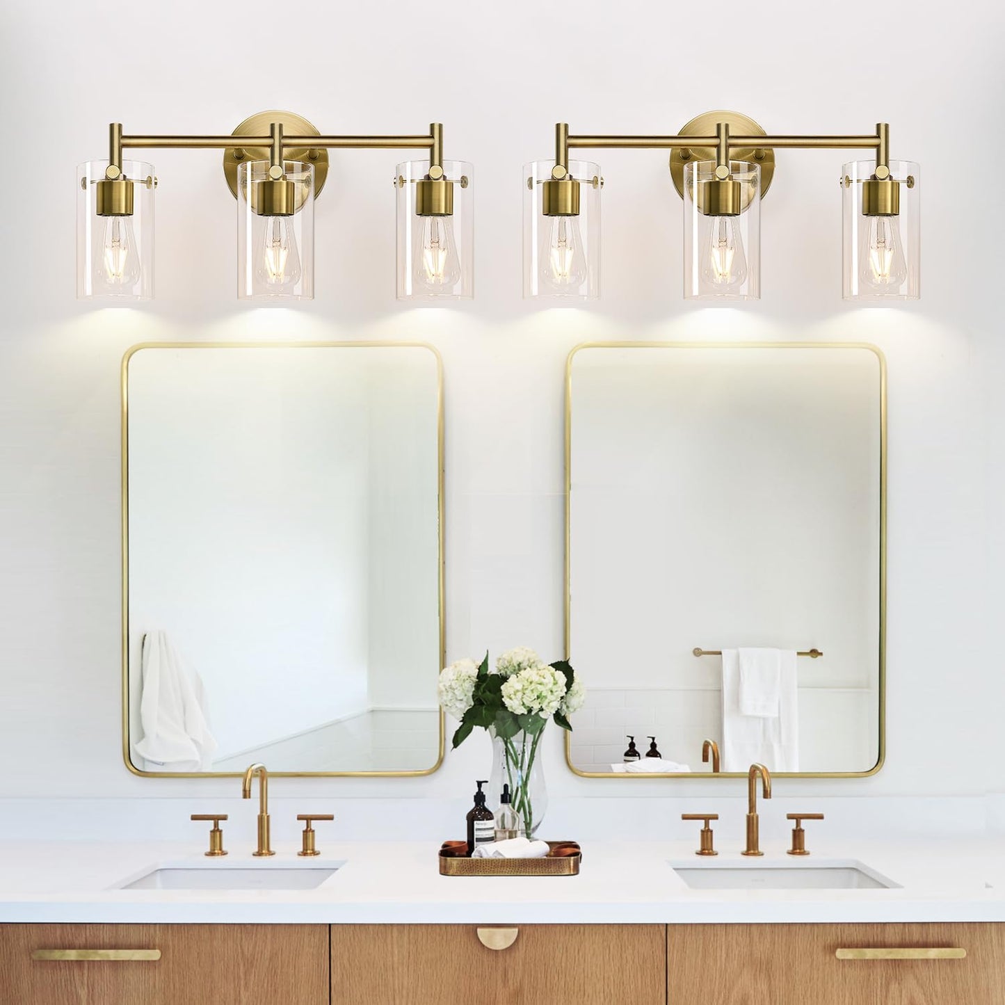 Brass 3-Light Bathroom Vanity Light Fixture