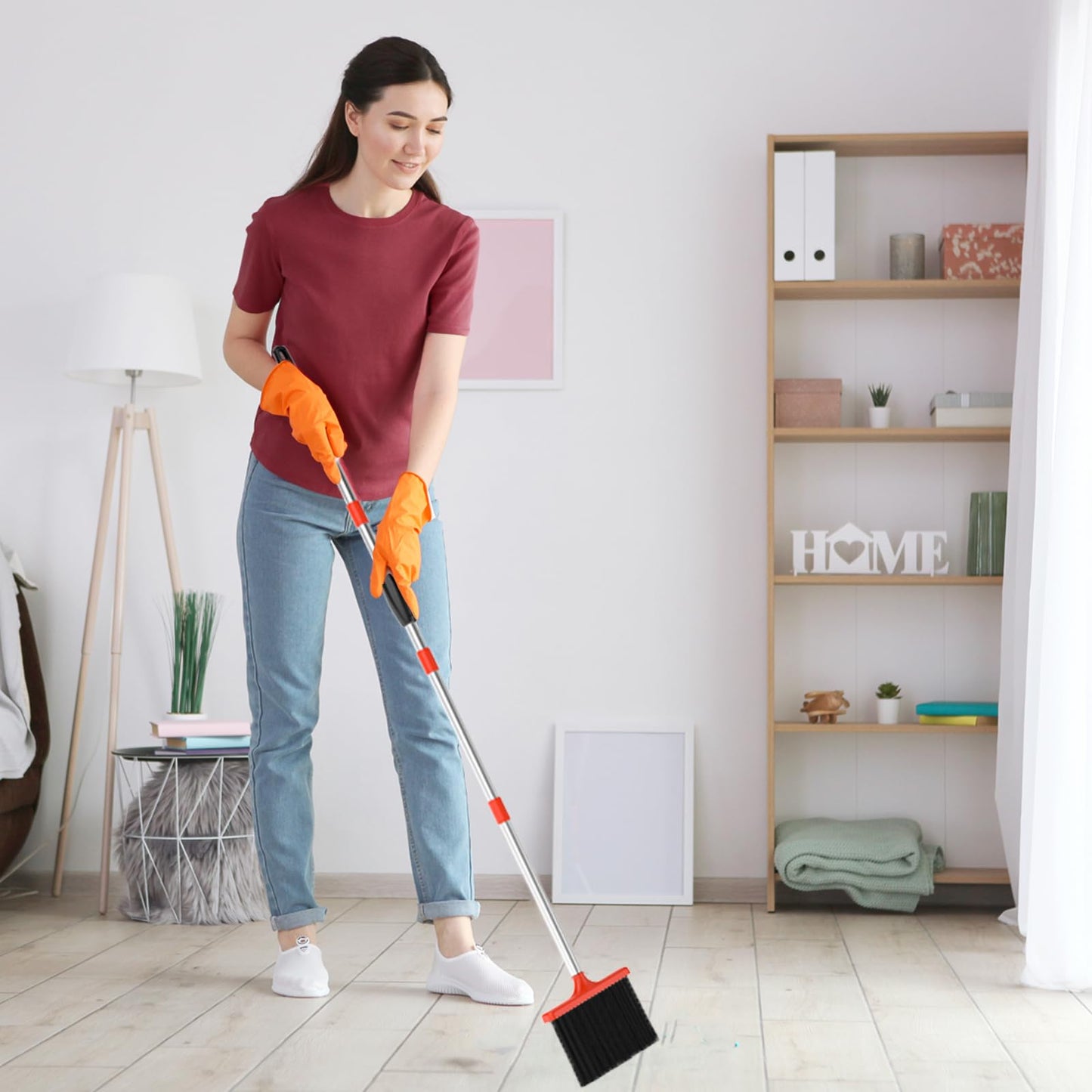 Broom and Dustpan Set with Long Handle