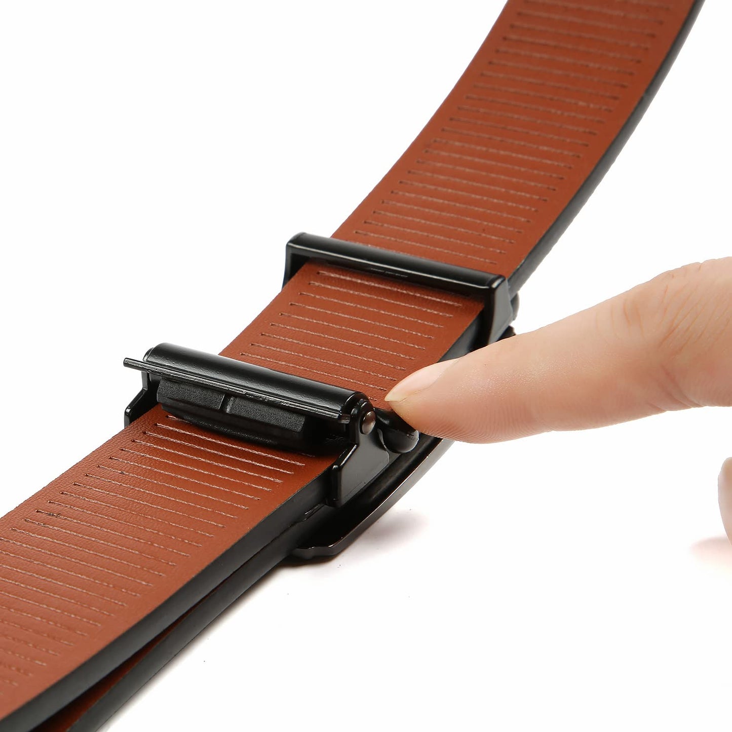 Huztencor Gold Buckle Belt Men, Ratchet Belt Dress Leather Hidden Tail, Jeans Belt with Easier Slide Gold Buckle,Carbon Fiber Black Brown 005 36"-39" 120CM