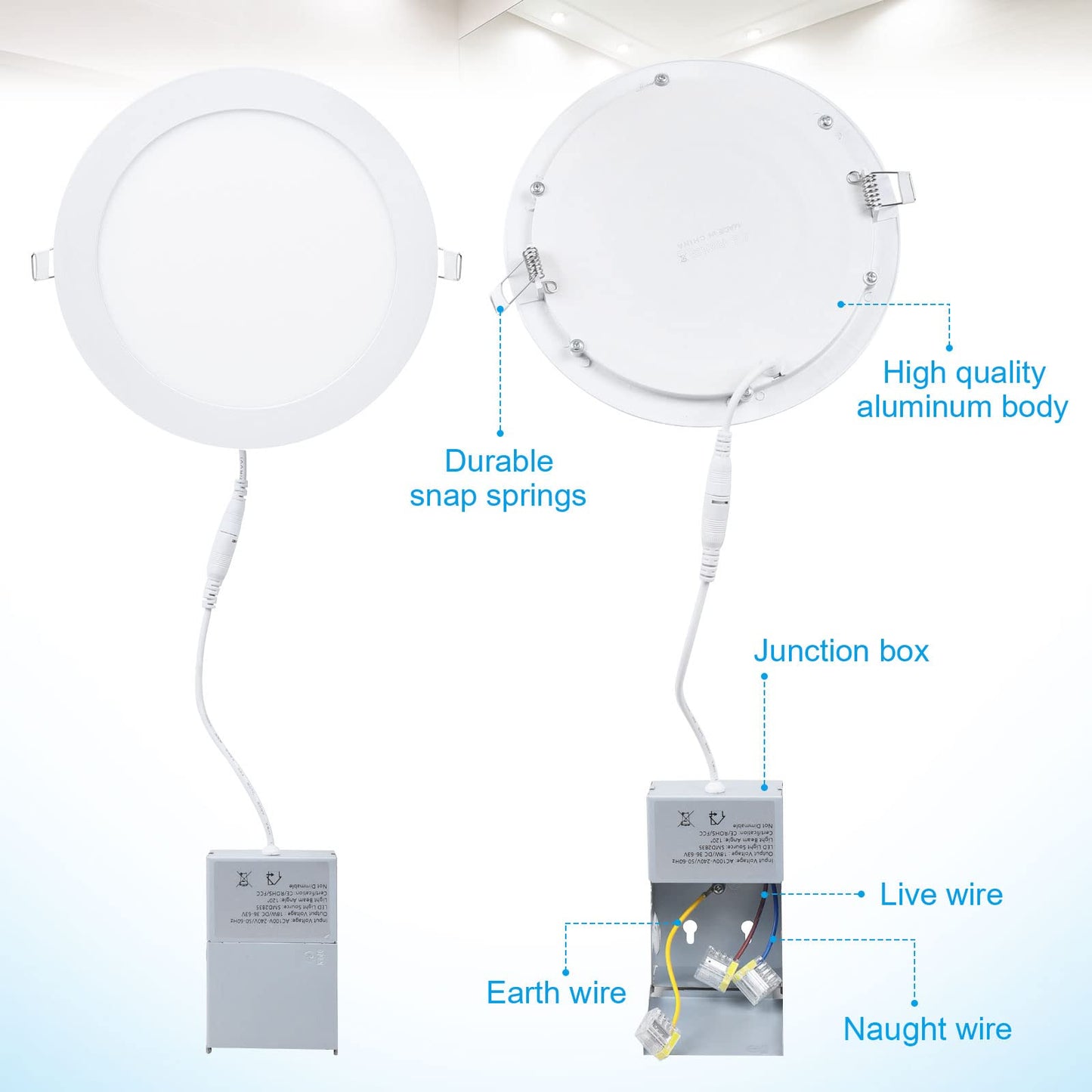 Esbaybulbs 7 Inch LED Recessed Ceiling Light 6 Pack