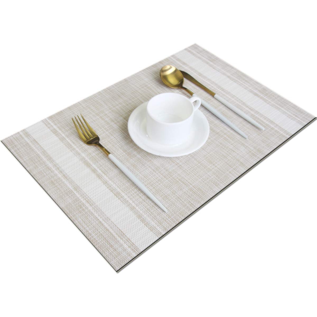 Bright Dream Placemats Kitchen Table Mats Set of 4 Washable Easy to Clean PVC Placemat (placemats Set of 4, White)