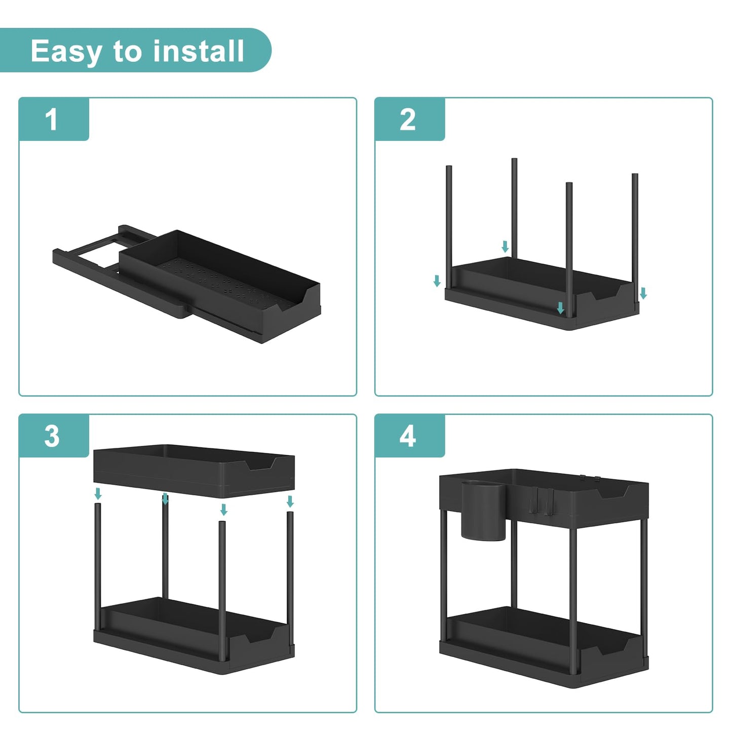 2 Pack Under Sink Organizer with Pull Out Drawers