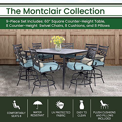 9-Piece Hanover Outdoor Dining Set with Swivel Chairs
