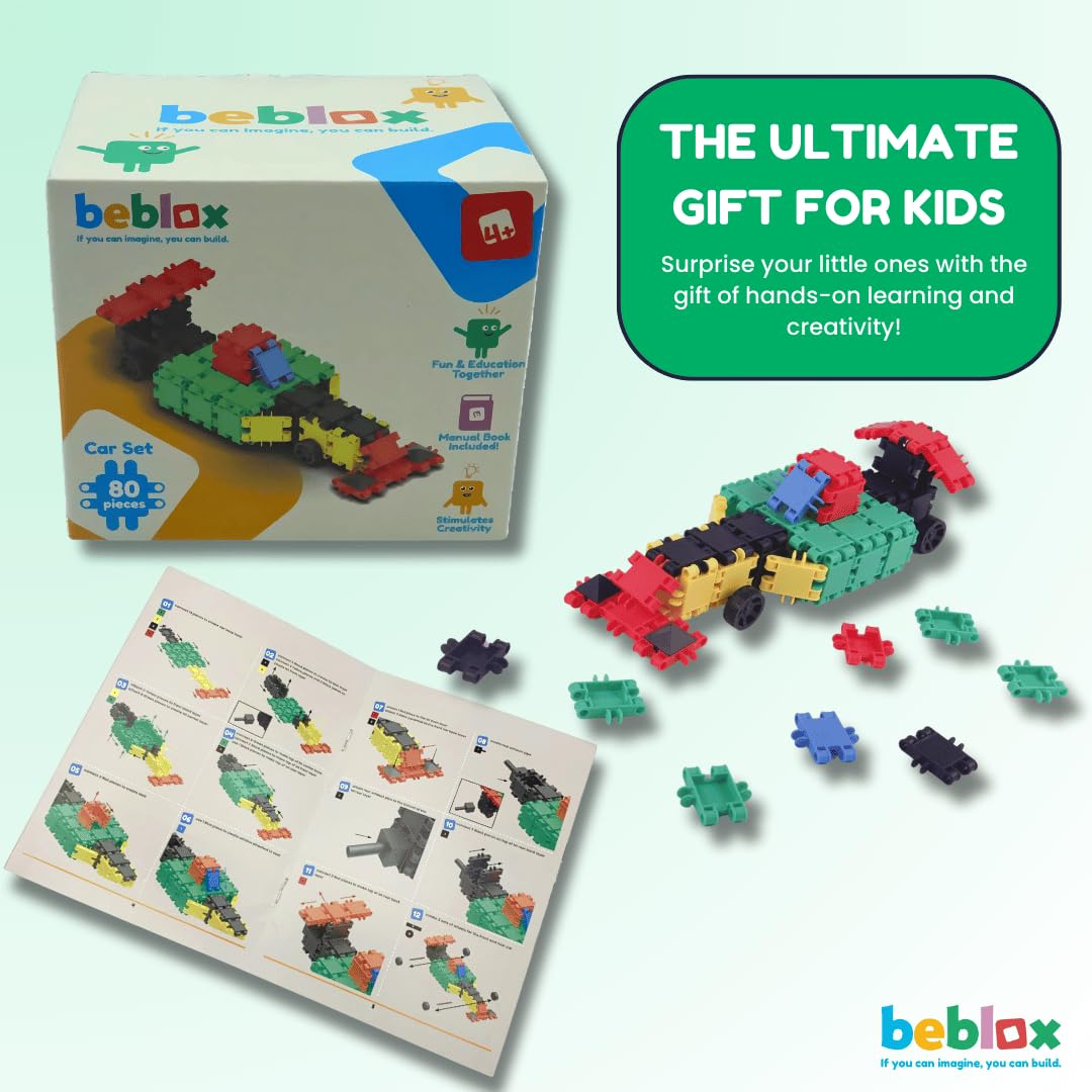 BEBLOX Building Blocks Car Set for Kids