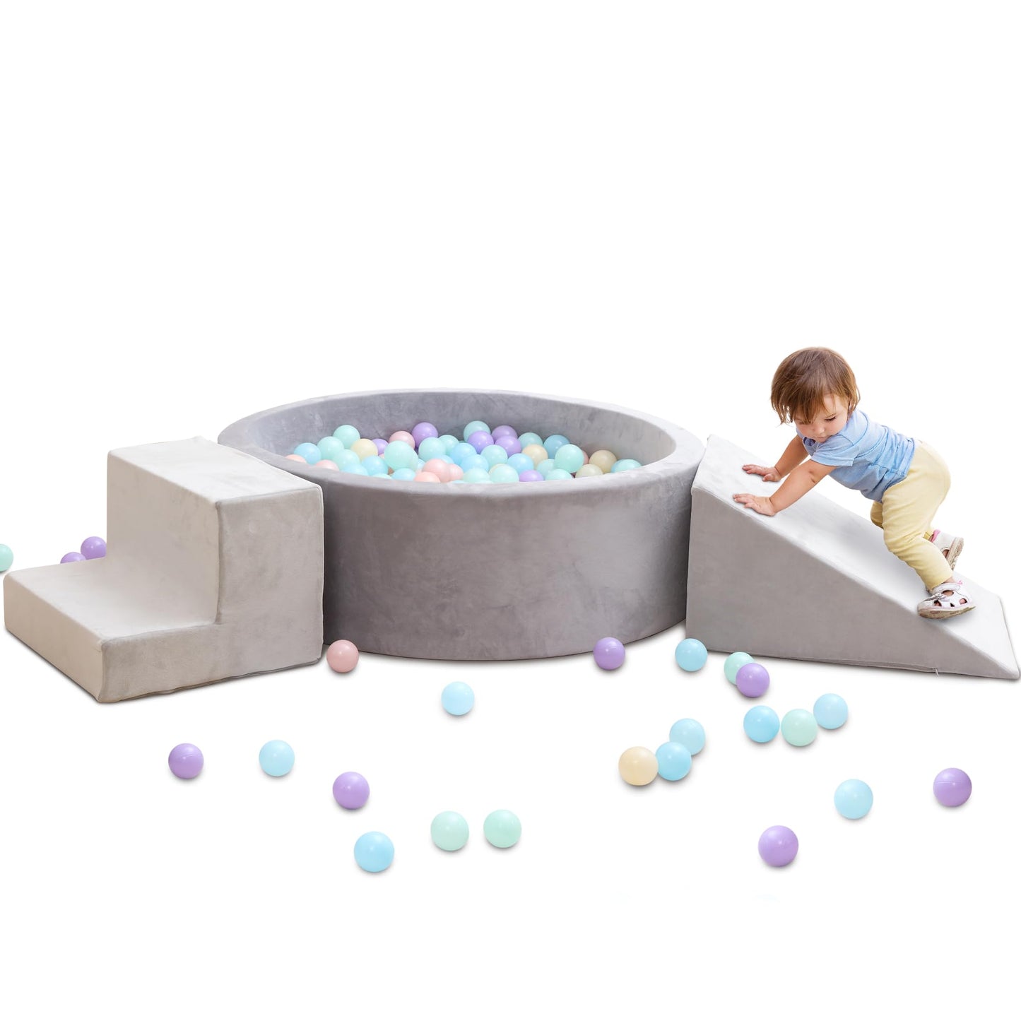 Foam Ball Pit with Climbing Blocks for Toddlers