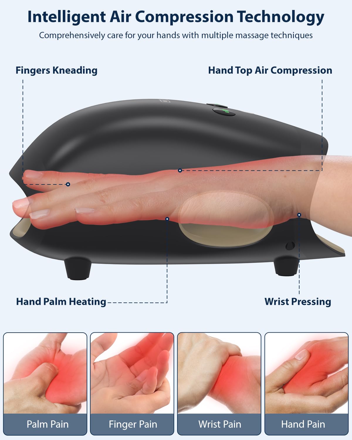 CINCOM Cordless Hand Massager with Heat and Compression