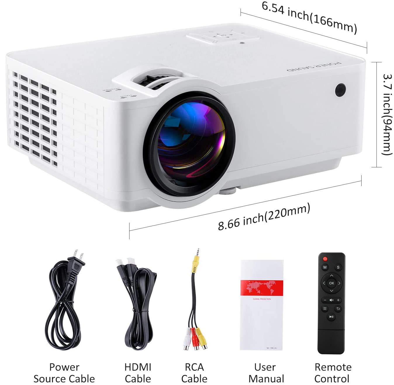 PONER SAUND 1080P Mini Home Theater Projector