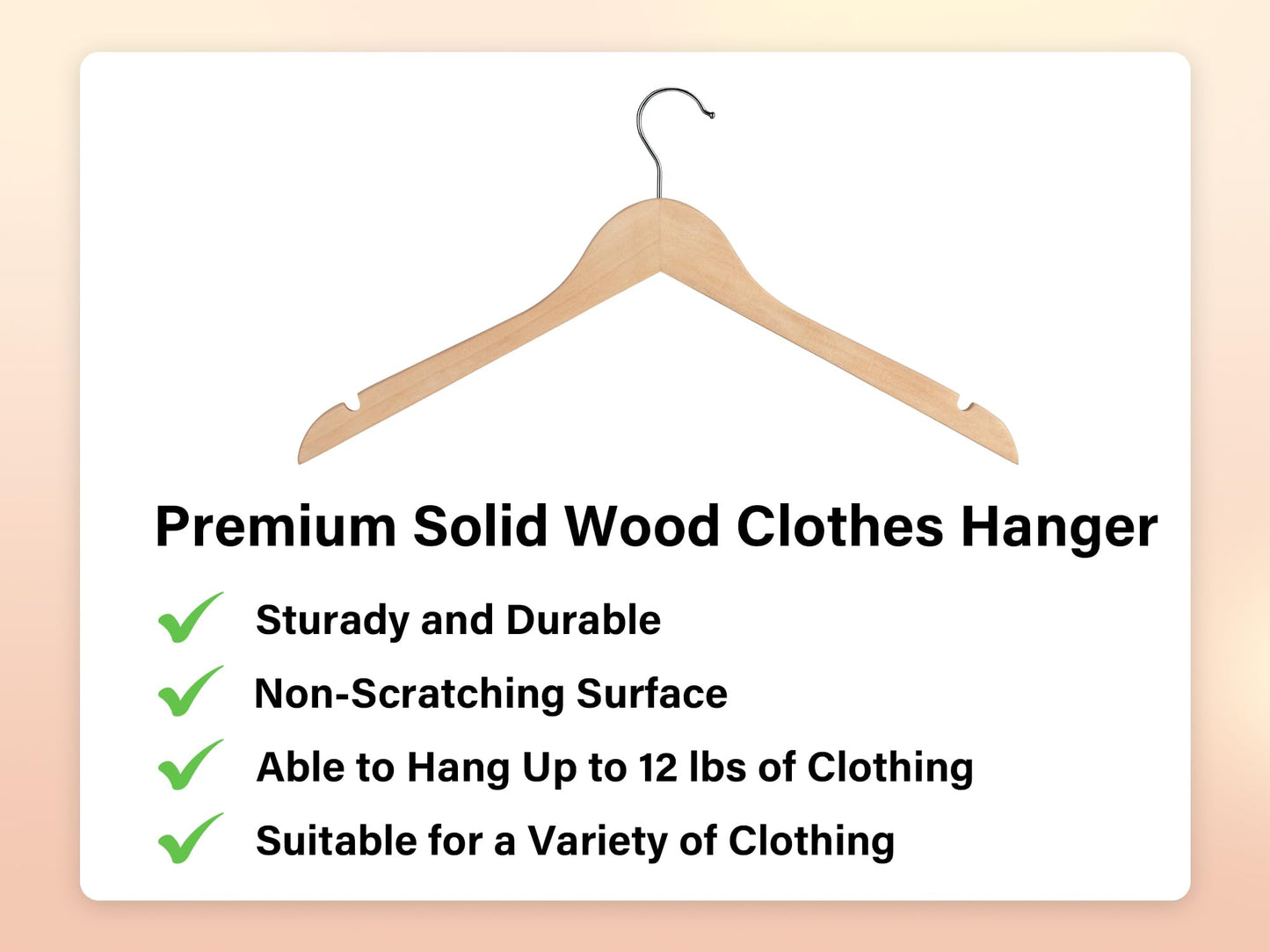 30 Pack StorageWorks Wooden Clothes Hangers