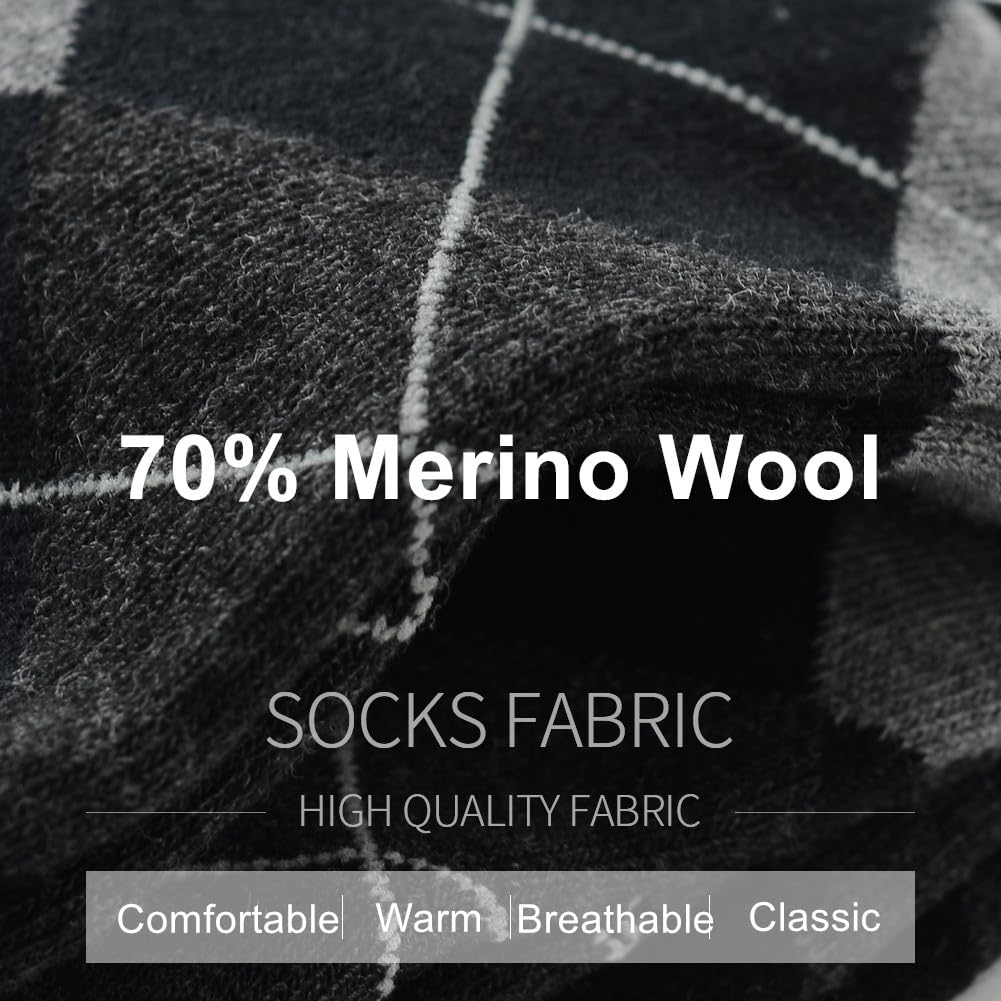 BISOUSOX Merino Wool Socks for Men, Wool Socks Mens Thin Warm Dress Crew Socks Birthday Gift for Men Dad Boyfriend