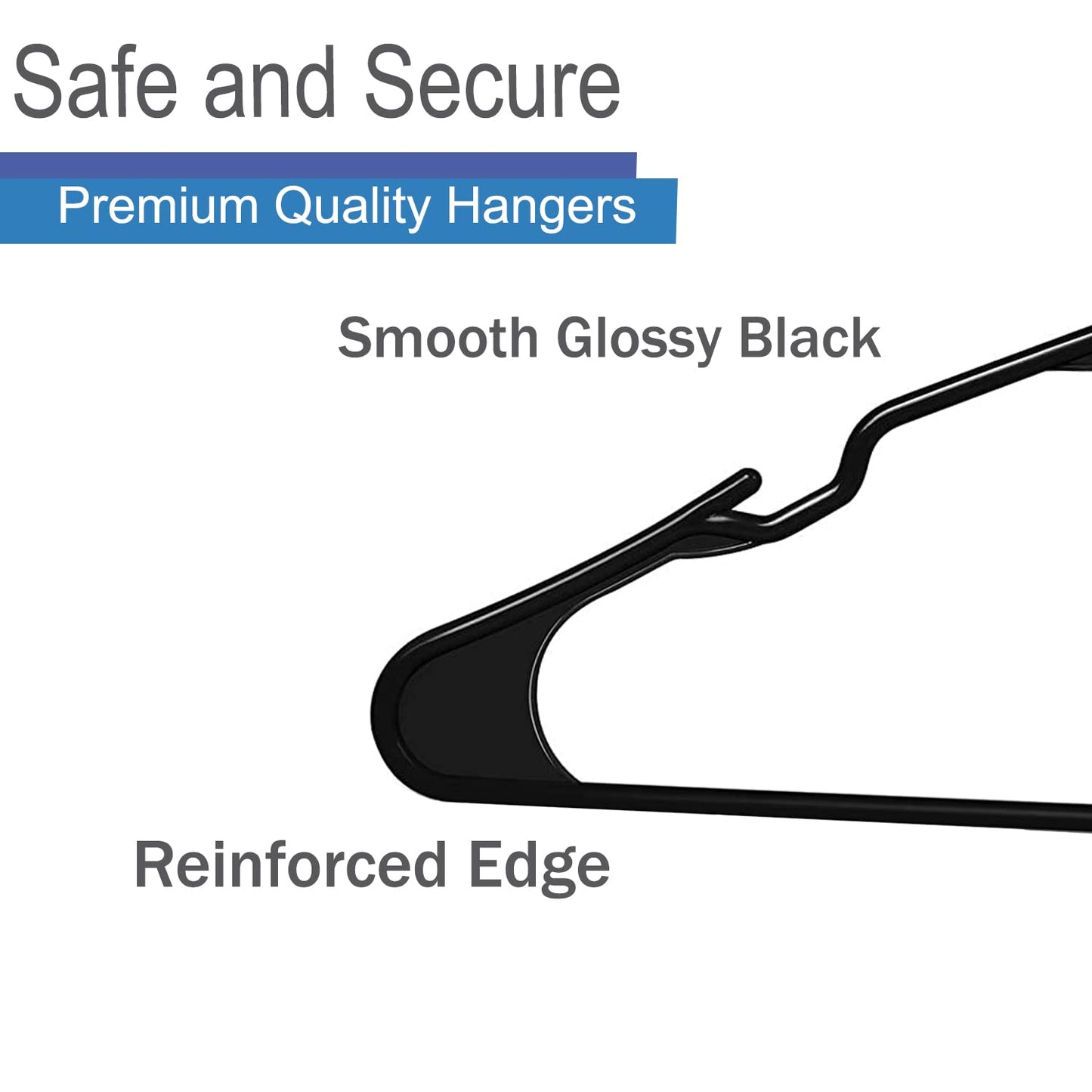 HESHBERG Kids Plastic Hangers 60 Pack - Black