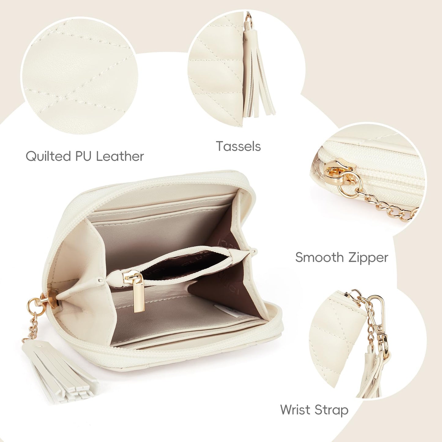 CLUCI RFID Blocking Leather Wallet with Wristlet