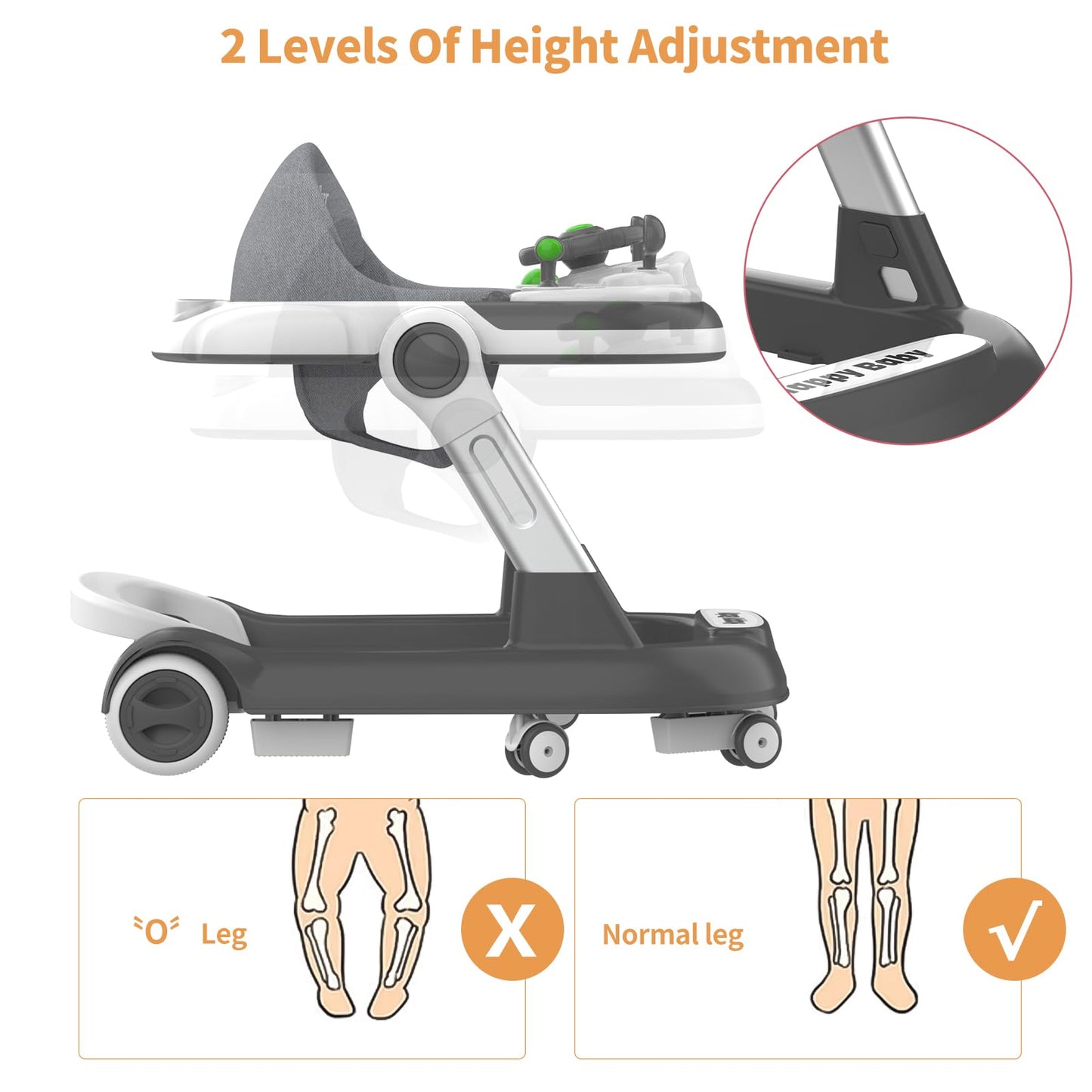 Baby Walkers with Wheel,Infant Walker for Babies with Adjustable Height,Speed & Breathable Seat Cushion, Baby Walkers and Activity Center for Boys Girls,Baby Walker and Bouncer Combo for 7-18 Months