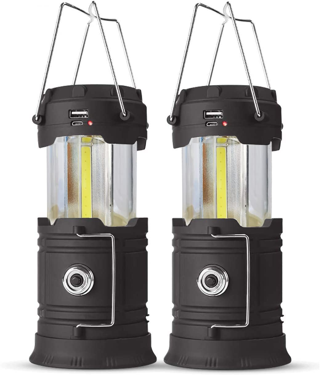 2 Pack Solar Rechargeable LED Camping Lanterns