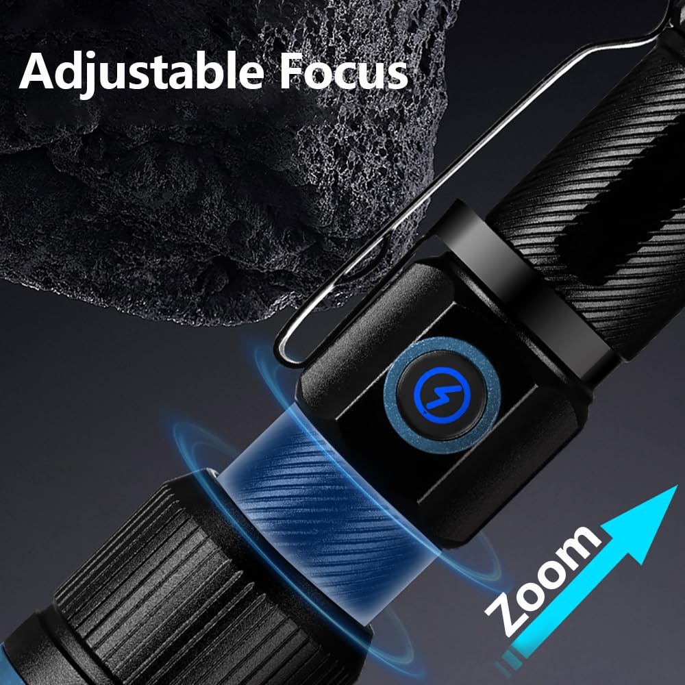 ALONEFIRE Mini LED Flashlight USB Rechargeable