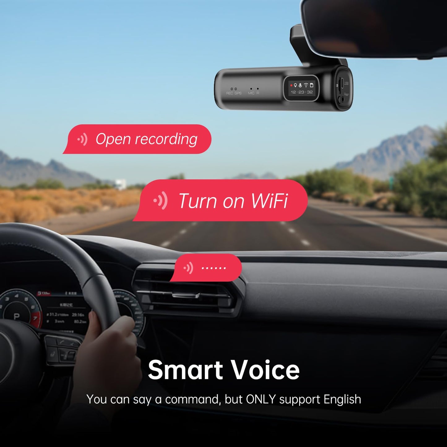2K Dash Cam with GPS, Wi-Fi & Night Vision