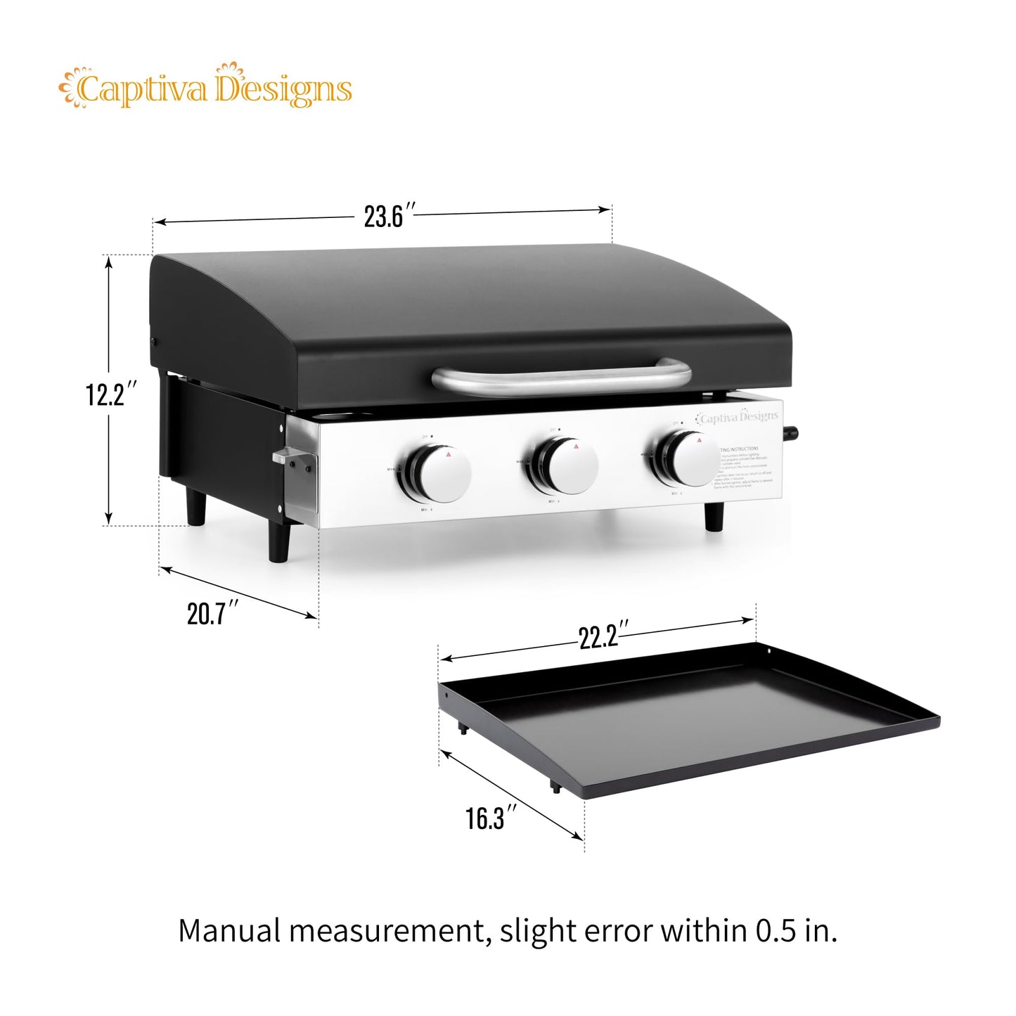 Portable Propane Gas Griddle Grill by Captiva Designs