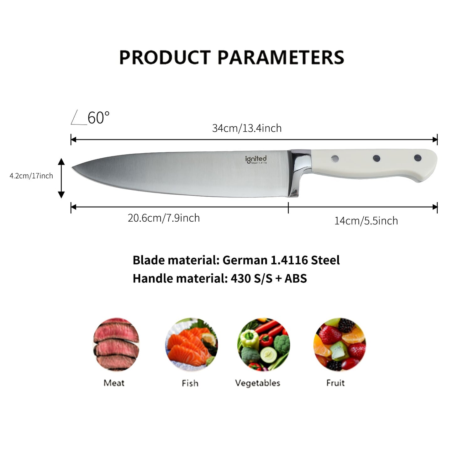 8 Inch Chef Knife by IGNITED CUTLERY
