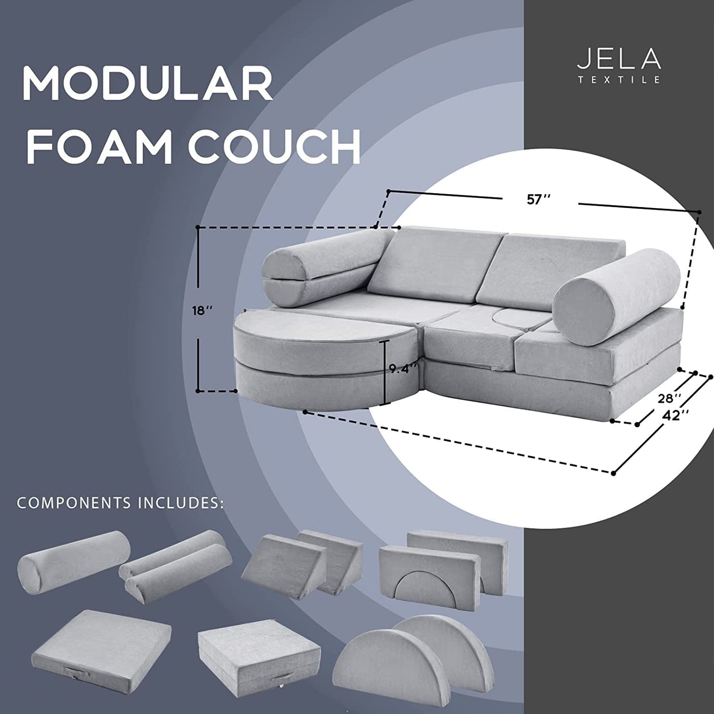 14PCS Kids Modular Play Couch Set