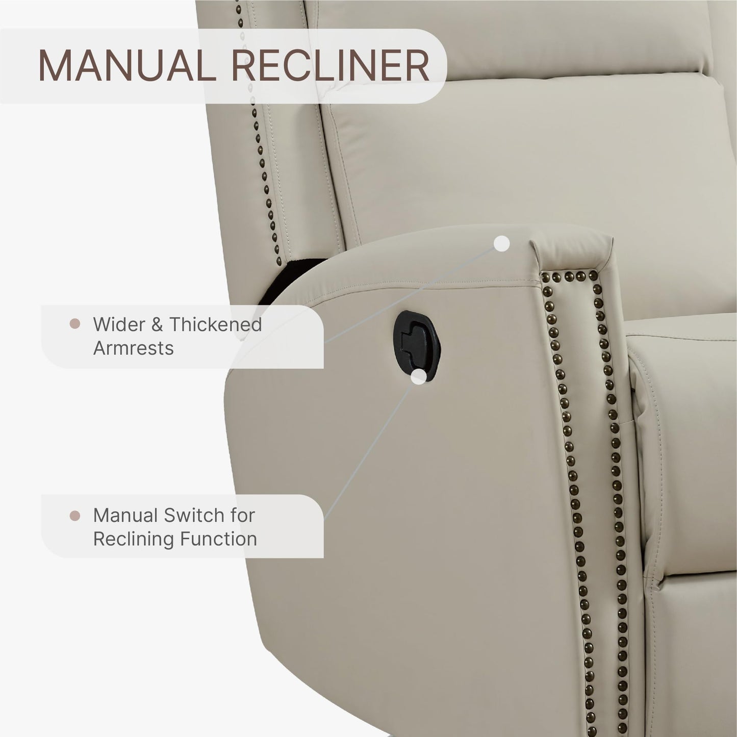 KISLOT Leather Recliner Chair with Swivel Rocker