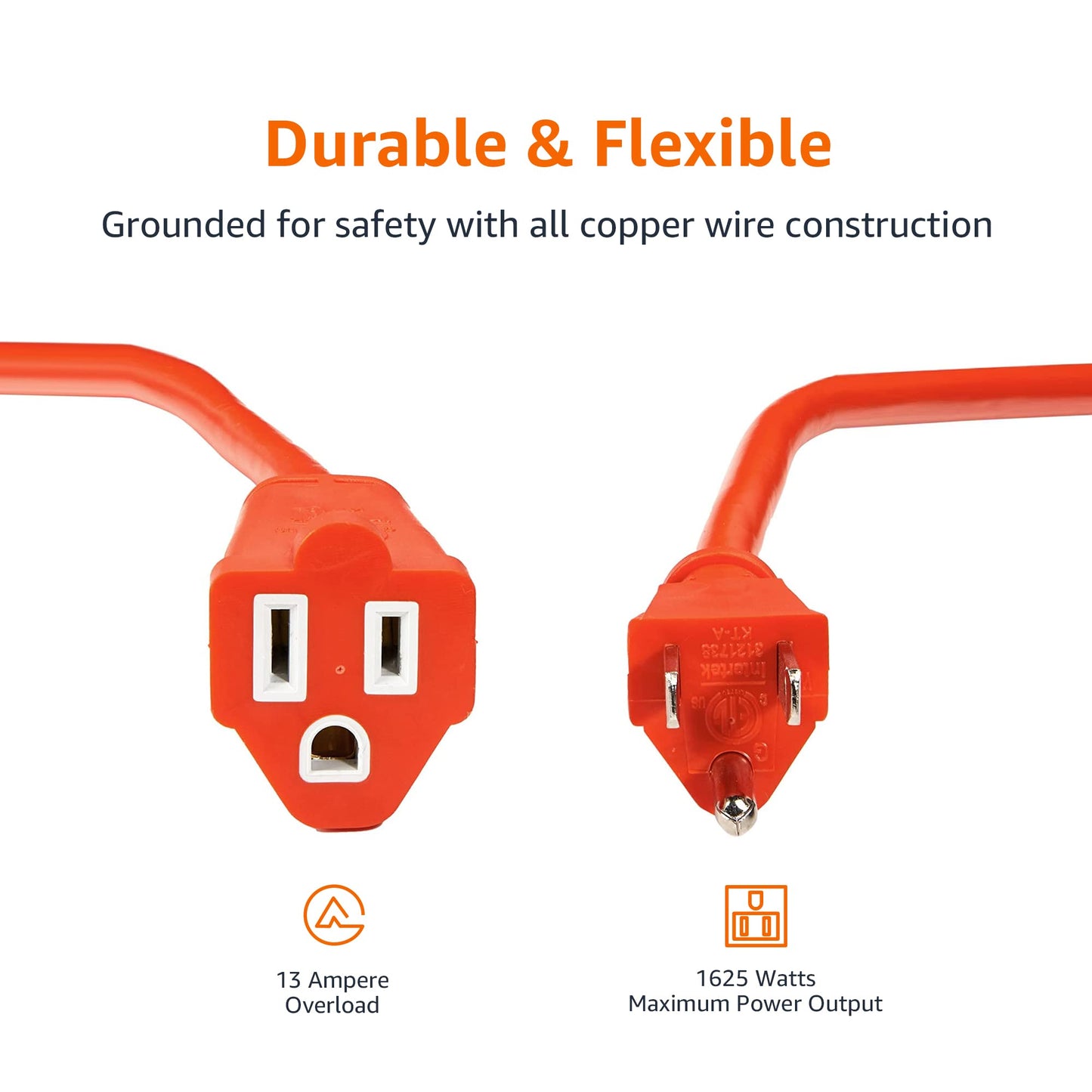 50 ft Amazon Basics 3-Prong Extension Cord