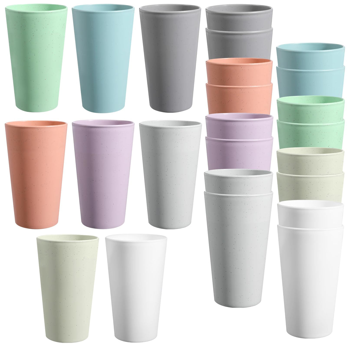 16 Pack Wheat Straw 20 oz Reusable Drinking Cups