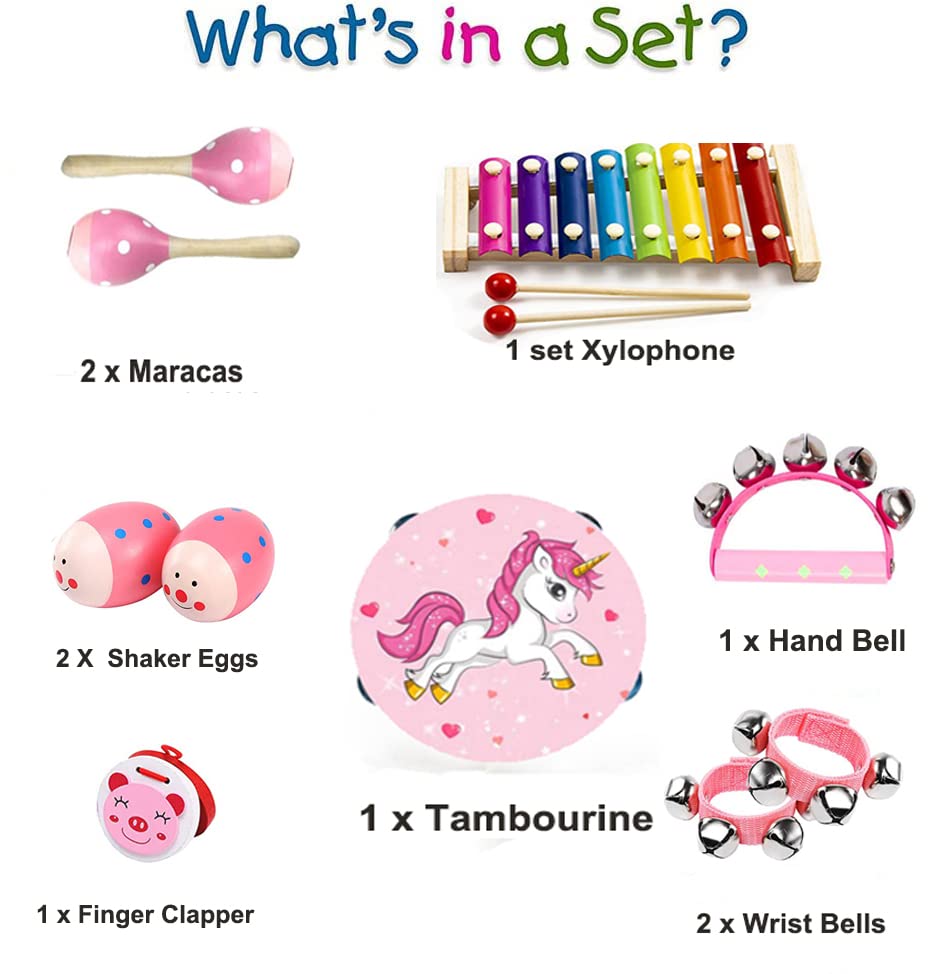12pcs Kids Wooden Percussion Instrument Set