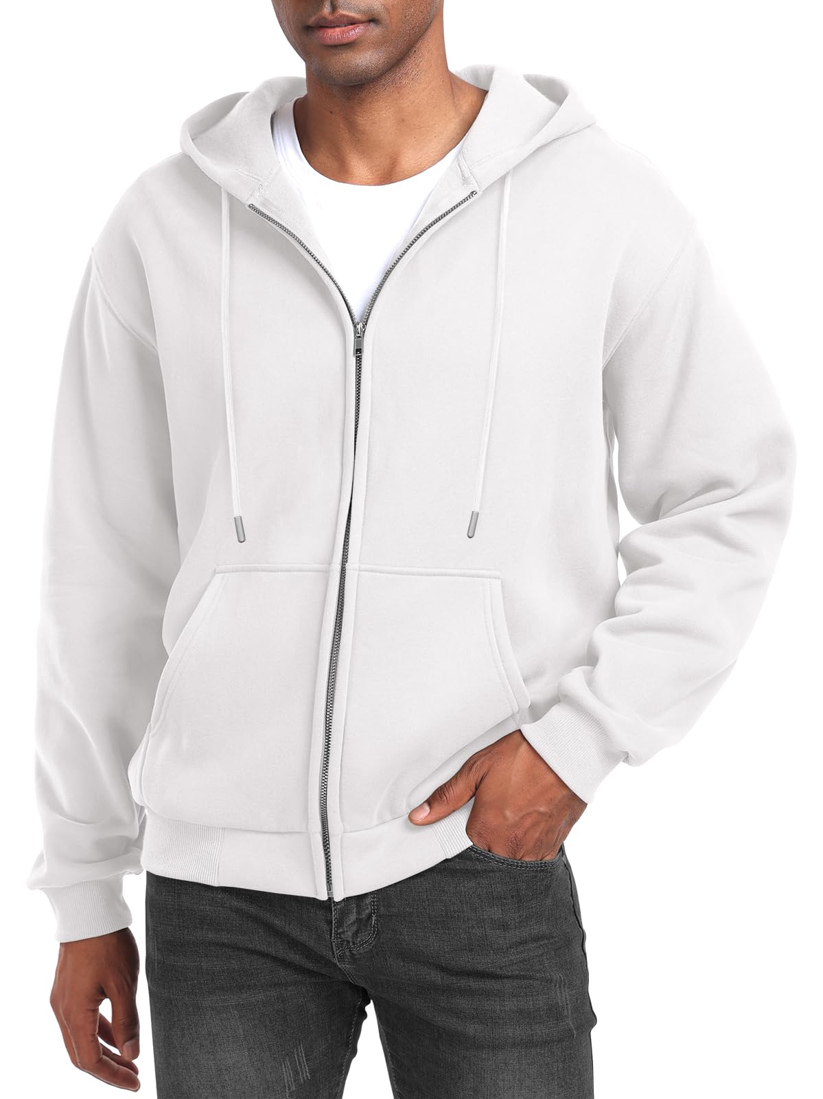 Caracilia Men's Zip Up Fleece Hoodie Jacket