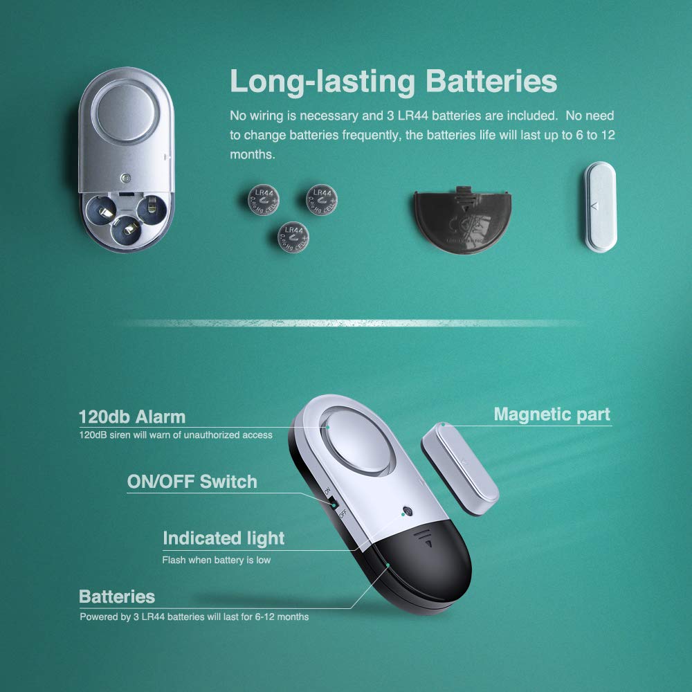 120 DB Wireless Door Window Alarm Sensor 3 Pack