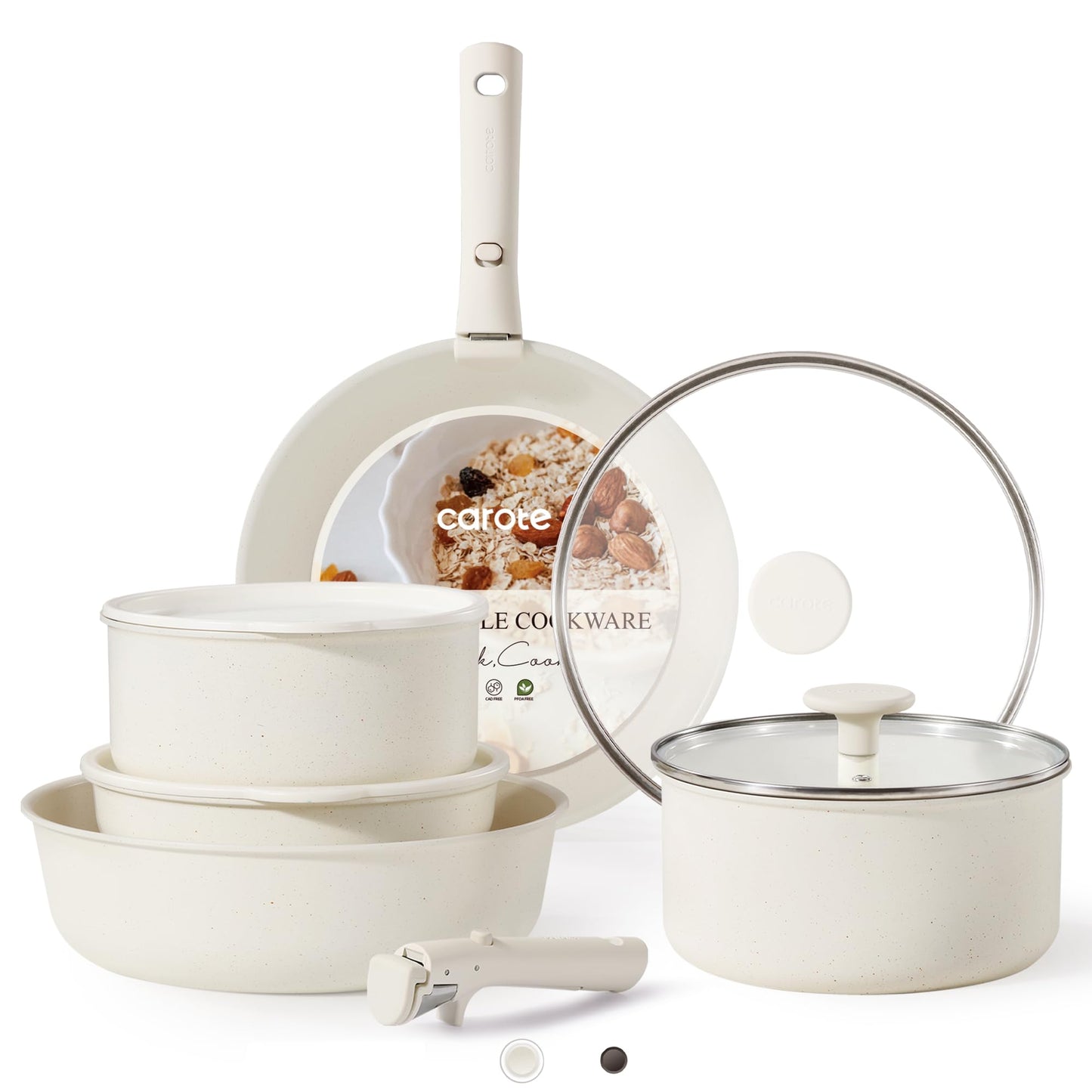 CAROTE 11-Piece Nonstick Cookware Set with Handles