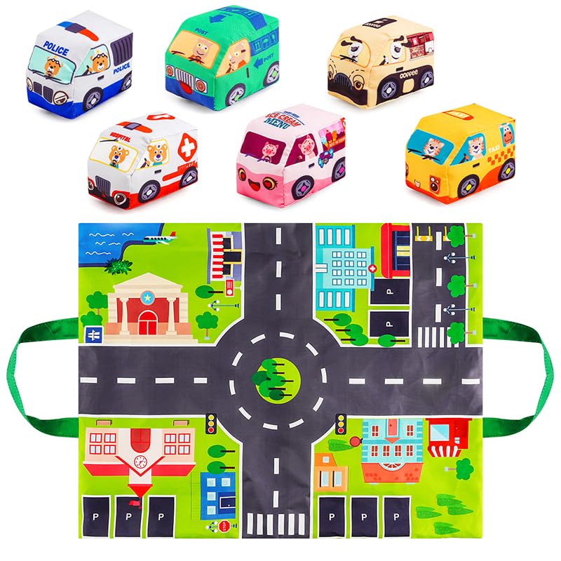 6-Pack Jingle Bell Fabric Car Toys with Bag