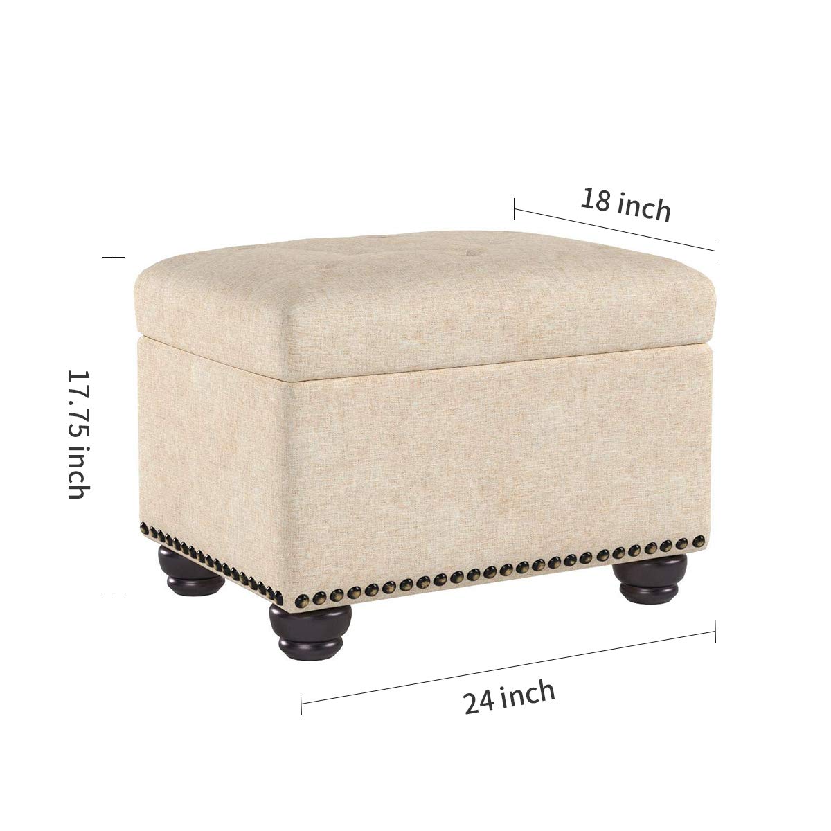 Modern Linen Upholstered Storage Ottoman by FIRST HILL
