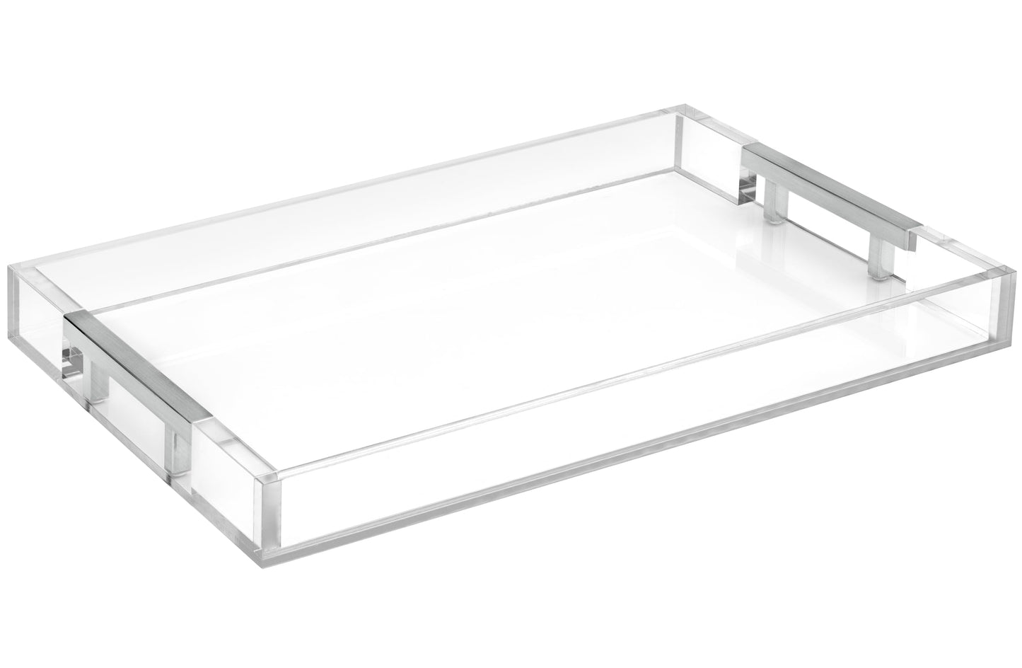 Decorative Acrylic Serving Tray with Metal Handles