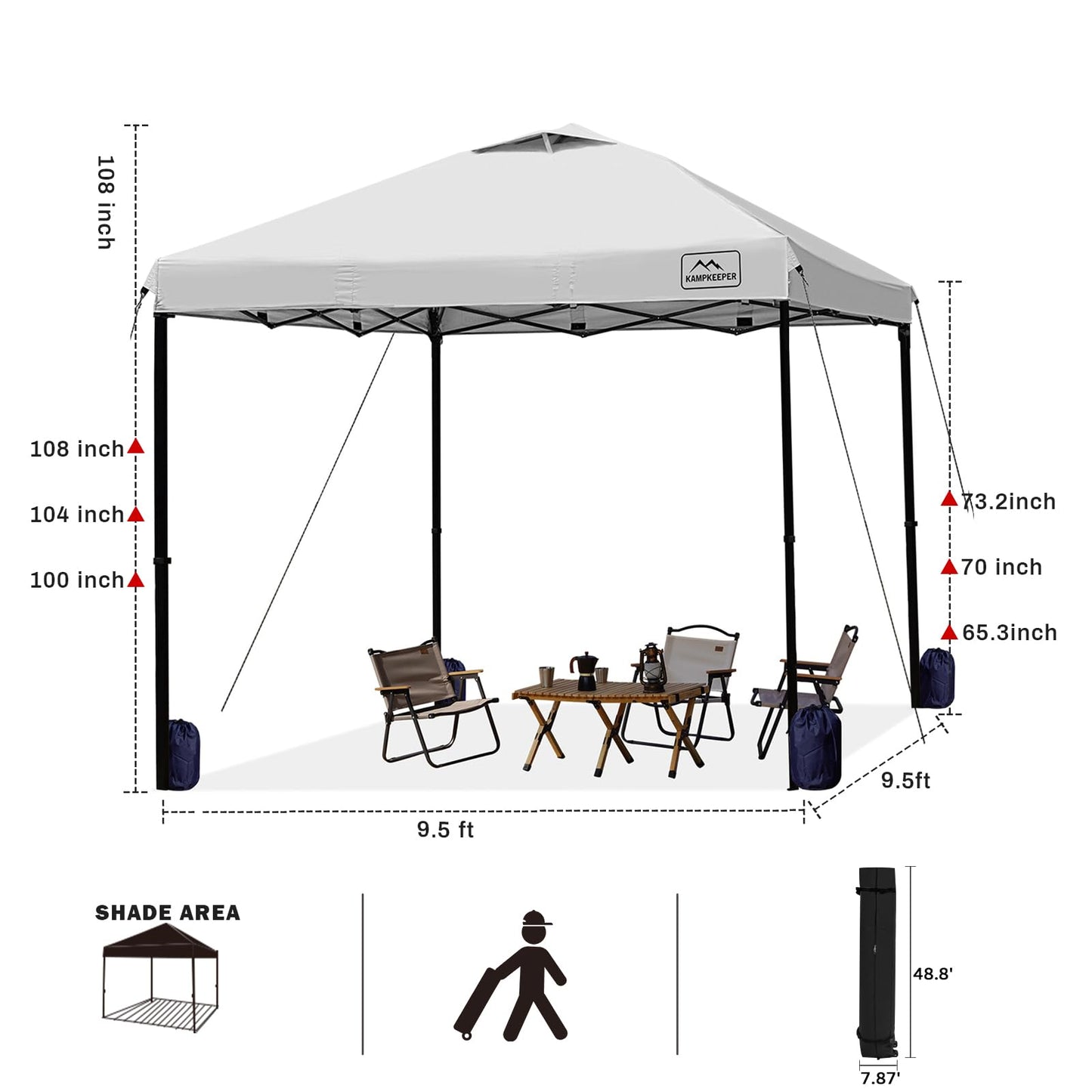 10x10 Pop Up Canopy Tent with Carry Bag