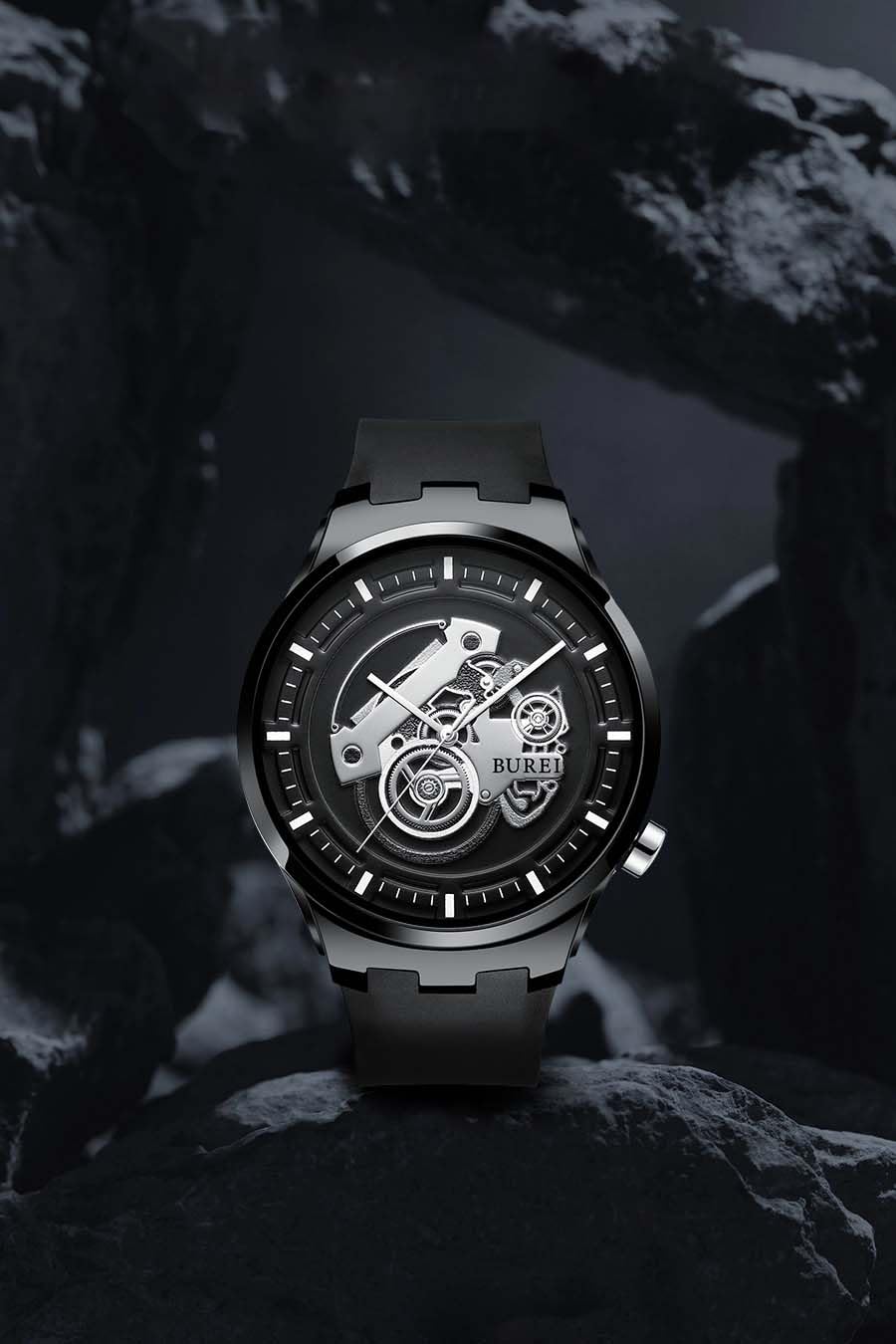 BUREI Waterproof Silicone Quartz Casual Watch