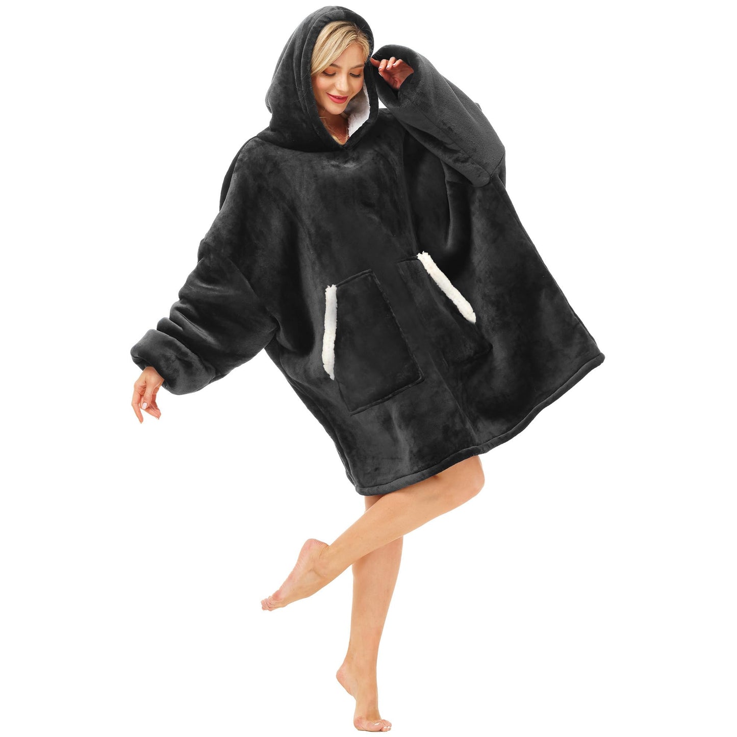 Cozy Sherpa Wearable Blanket Hoodie for Adults