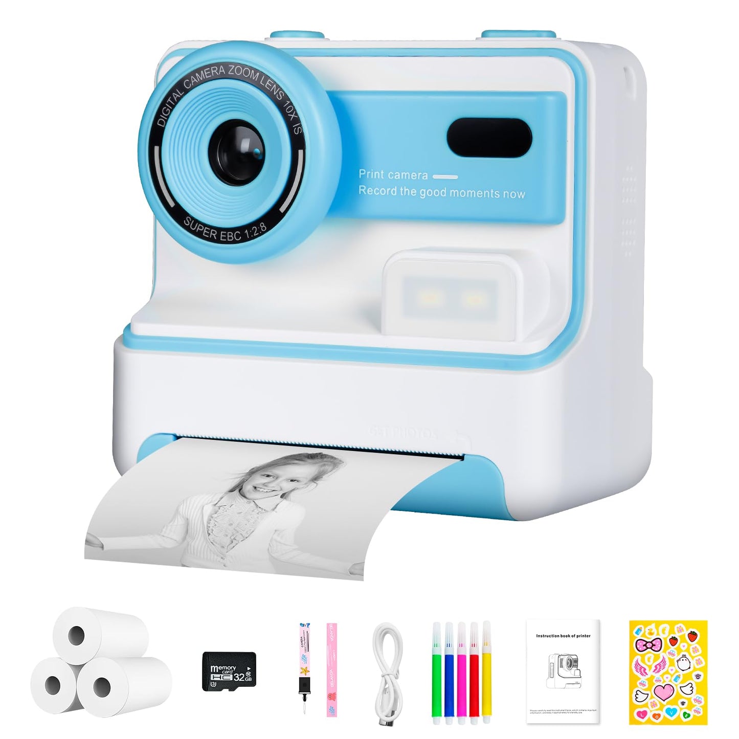 Instant Print Camera for Kids with Accessories